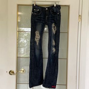 Metal distressed jeans